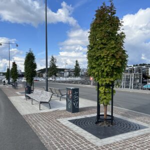 Maaritilä Rondello 2.0Q 2000 x 2000 ja puun runkosuoja HA22