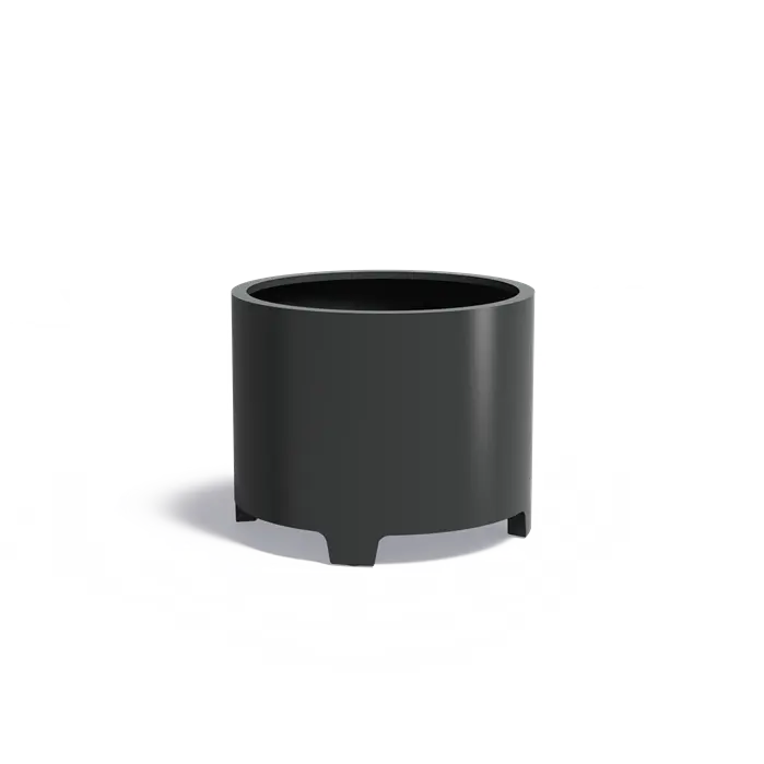 Sylinterin muotoinen alumiininen astia jaloilla