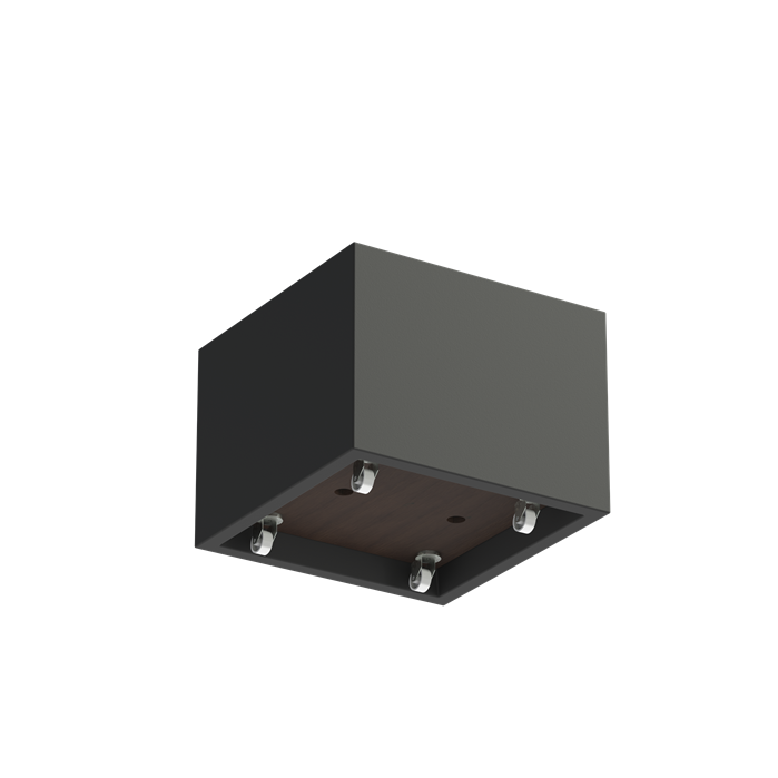 Kulmikas lujitemuovinen astia pyörillä