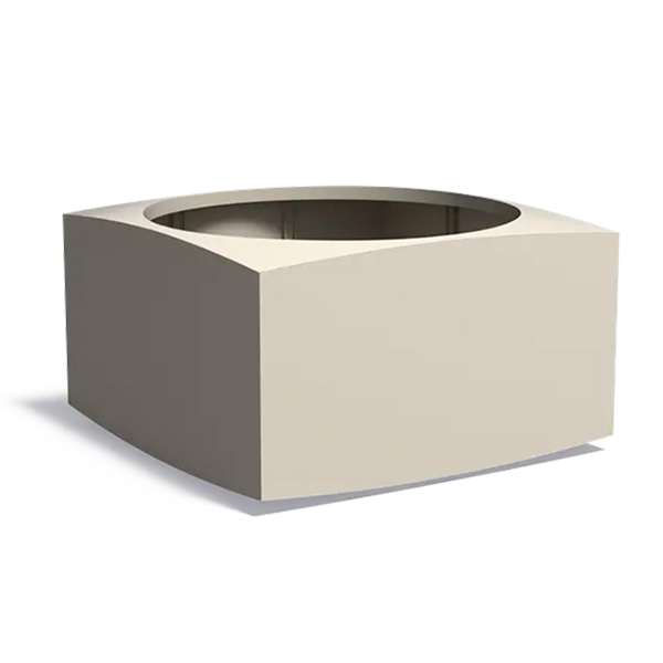 Kaareva 1400x1400x800 alumiini-istutusastia