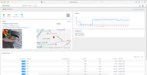 Plantobelly-kosteusanturin selainpohjainen käyttöliittymä